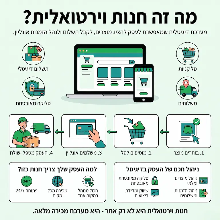 מה זה חנות וירטואלית ואיך היא עובדת? 1 how virtual store works infographic